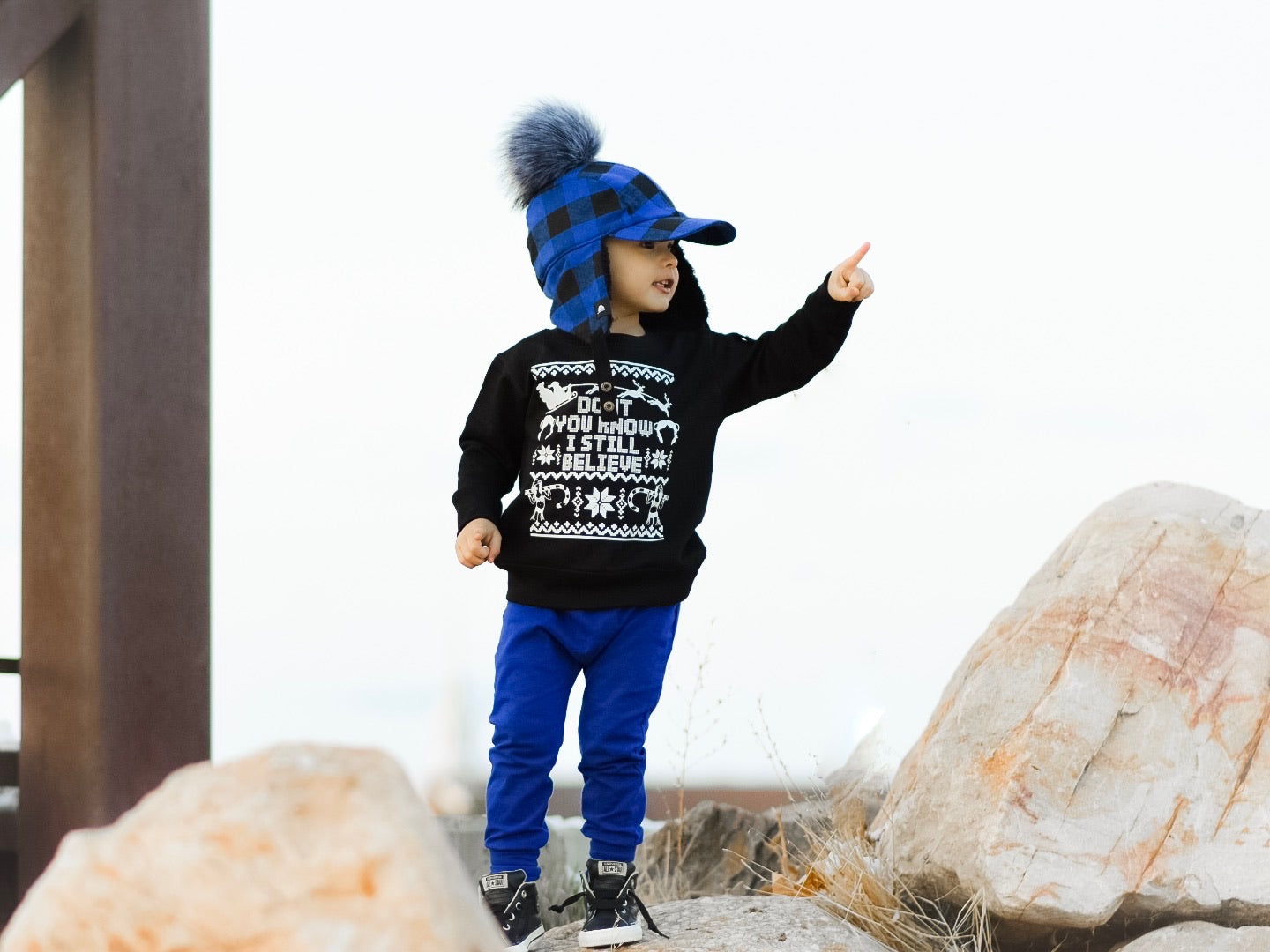 Blue plaid bomber